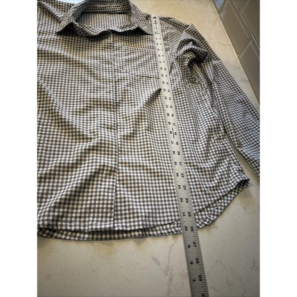Title Nine Women's Snap Up Shirt Gray Check Long Sleeve With Pockets Size Medium - Picture 9 of 11